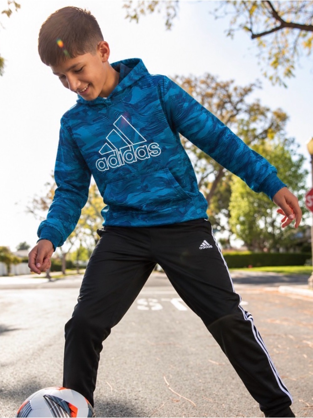 adidas blue hoodie youth 18